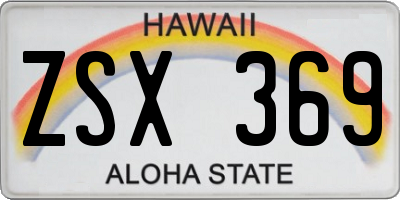 HI license plate ZSX369