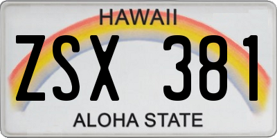 HI license plate ZSX381