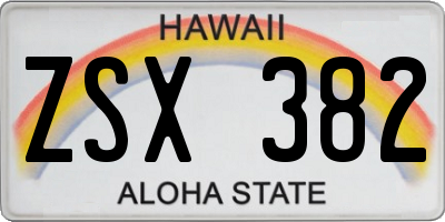 HI license plate ZSX382