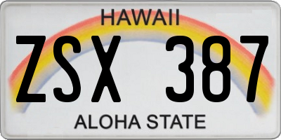 HI license plate ZSX387