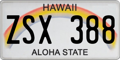 HI license plate ZSX388