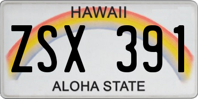 HI license plate ZSX391