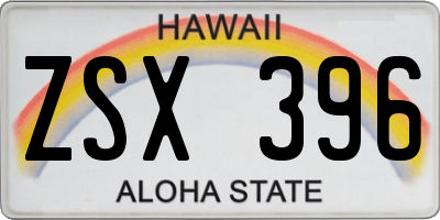 HI license plate ZSX396