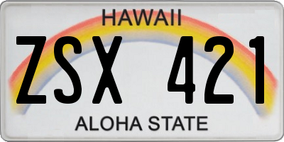 HI license plate ZSX421