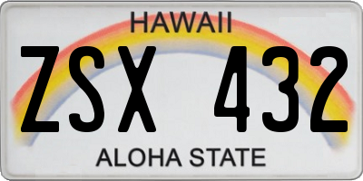 HI license plate ZSX432