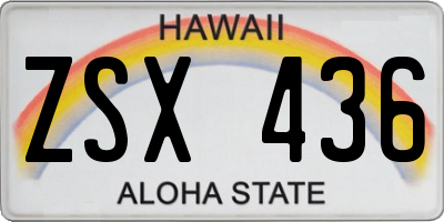 HI license plate ZSX436