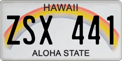 HI license plate ZSX441
