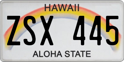 HI license plate ZSX445