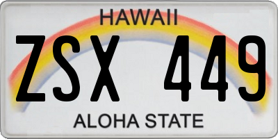 HI license plate ZSX449