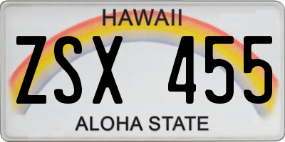 HI license plate ZSX455