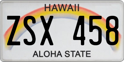HI license plate ZSX458
