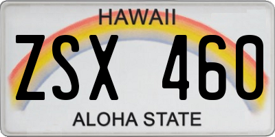 HI license plate ZSX460