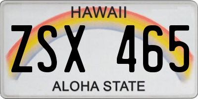 HI license plate ZSX465