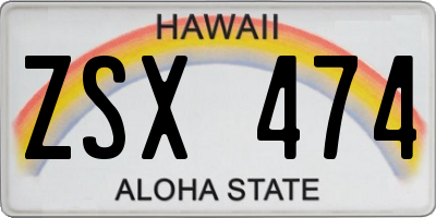 HI license plate ZSX474