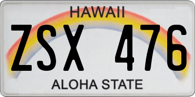 HI license plate ZSX476