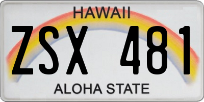 HI license plate ZSX481