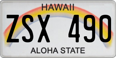 HI license plate ZSX490