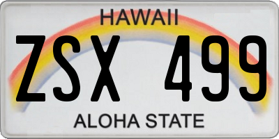 HI license plate ZSX499
