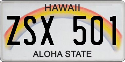 HI license plate ZSX501