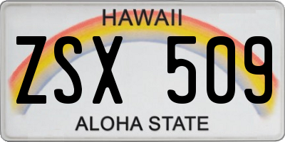 HI license plate ZSX509