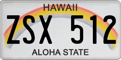 HI license plate ZSX512