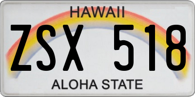 HI license plate ZSX518