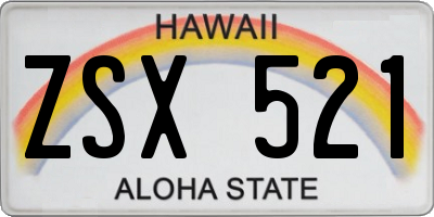 HI license plate ZSX521