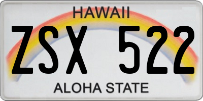 HI license plate ZSX522