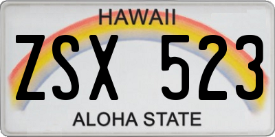HI license plate ZSX523
