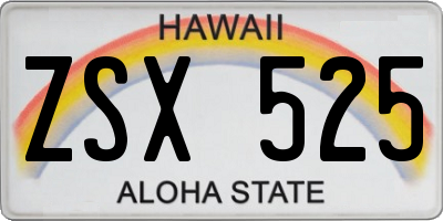 HI license plate ZSX525