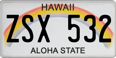 HI license plate ZSX532