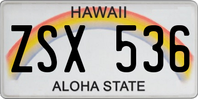 HI license plate ZSX536