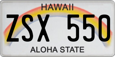 HI license plate ZSX550