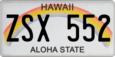HI license plate ZSX552