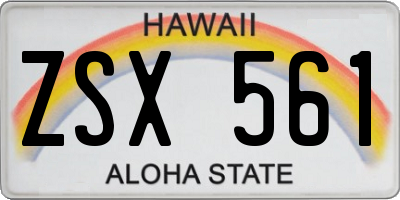 HI license plate ZSX561