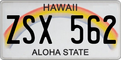 HI license plate ZSX562