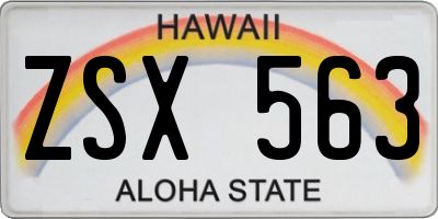 HI license plate ZSX563