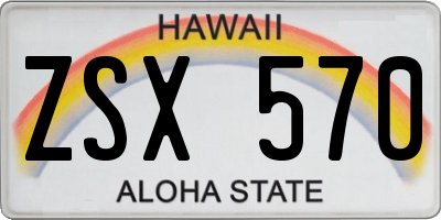 HI license plate ZSX570