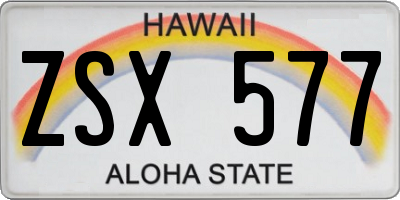 HI license plate ZSX577