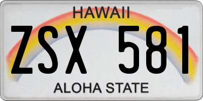 HI license plate ZSX581