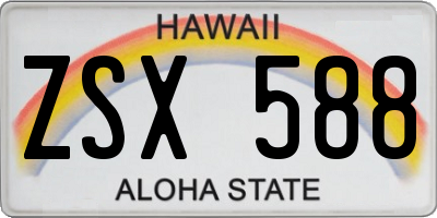 HI license plate ZSX588