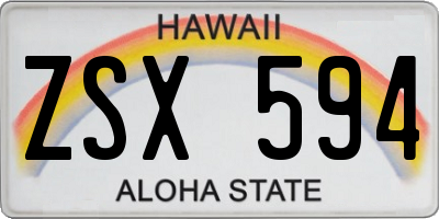 HI license plate ZSX594