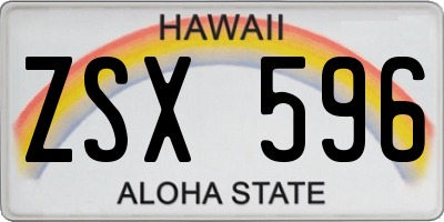 HI license plate ZSX596