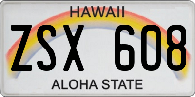 HI license plate ZSX608