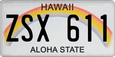 HI license plate ZSX611