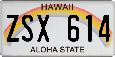 HI license plate ZSX614