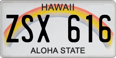 HI license plate ZSX616