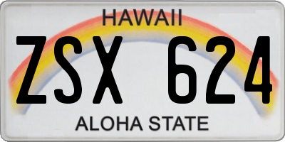 HI license plate ZSX624