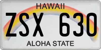 HI license plate ZSX630