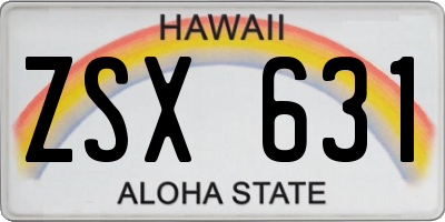 HI license plate ZSX631